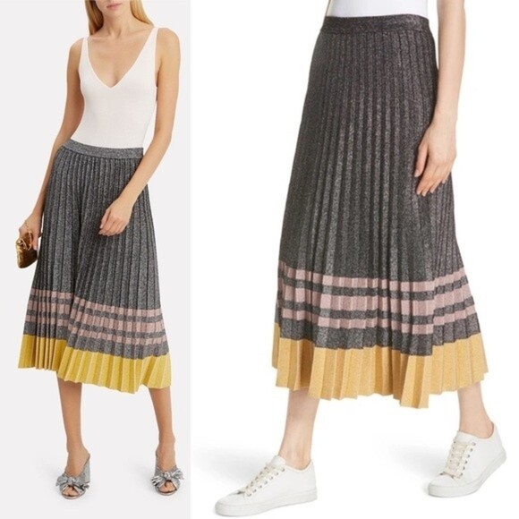 10 Crosby Derek Lam Dresses & Skirts - Pleated Skirt Pleated Metallic Knit Flowy Skirt SOLD